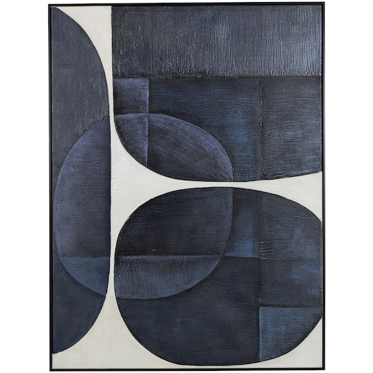 Blue Geometric Abstract Circle Framed Wall Art